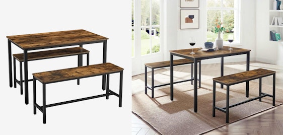 Vasagle Küchentisch-Set für 68€ - 110x70cm Tischfläche inklusive 2 Bänke
