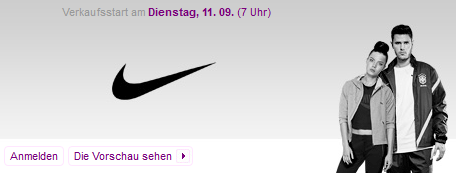 Nike-Sale bei vente-privee ab Dienstag, 11.09.2012 mit 8€ Gutschein für Neukunden