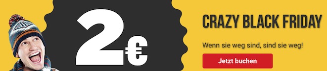 Knaller! Ryanair Flüge ab 2€ - nur am Black Friday!