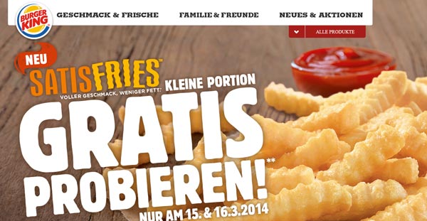 Burger King Satisfries gratis testen - Pommes, die die Welt verändern