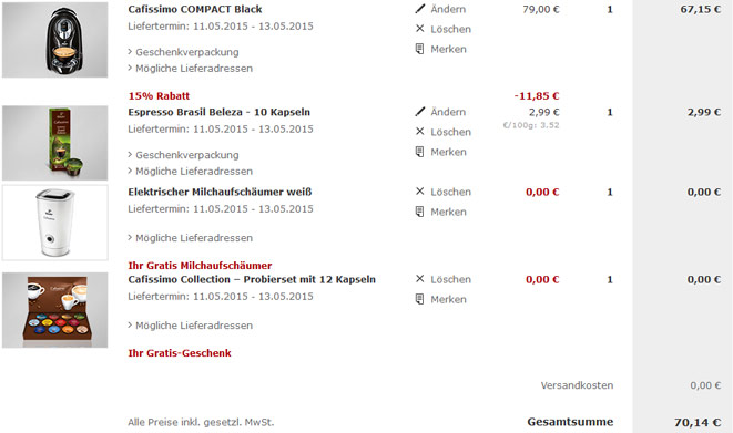 15% auf fast alles bei Tchibo.de ab 80€ Bestellwert *UPDATE*