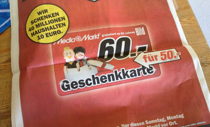 Knaller - 60€ Media Markt Geschenkkarte für 50€