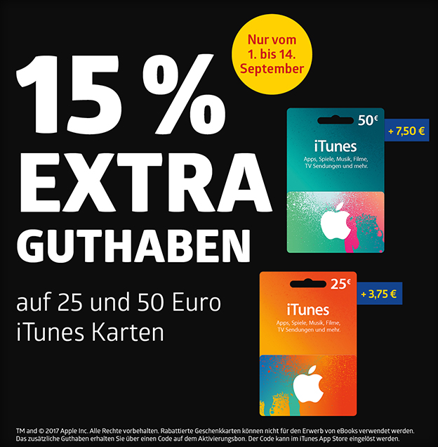 15% Extra-Guthaben auf iTunes bei Westfalen Tankstellen