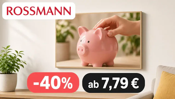 Rossmann Fotowelt: 40 % auf alle Leinwände – ab 7,79 € statt 12,99 € (Code LEINWAND40NL)