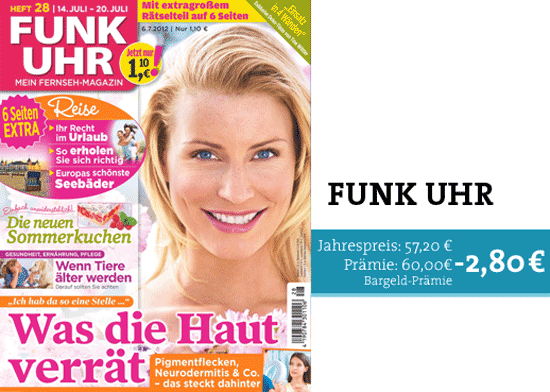 FUNK UHR - 60 Ausgaben bekommen und 2,80€ Gewinn machen
