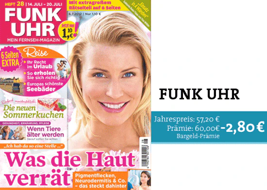 FUNK UHR - 60 Ausgaben bekommen und 2,80€ Gewinn machen