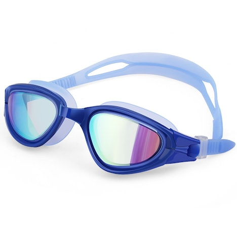 INTEY Schwimmbrille inkl. Ohrenstöpsel und Nasenklammer Galvanisch Brille für Erwachsene, Kinder, Männer und Frauen, Blau