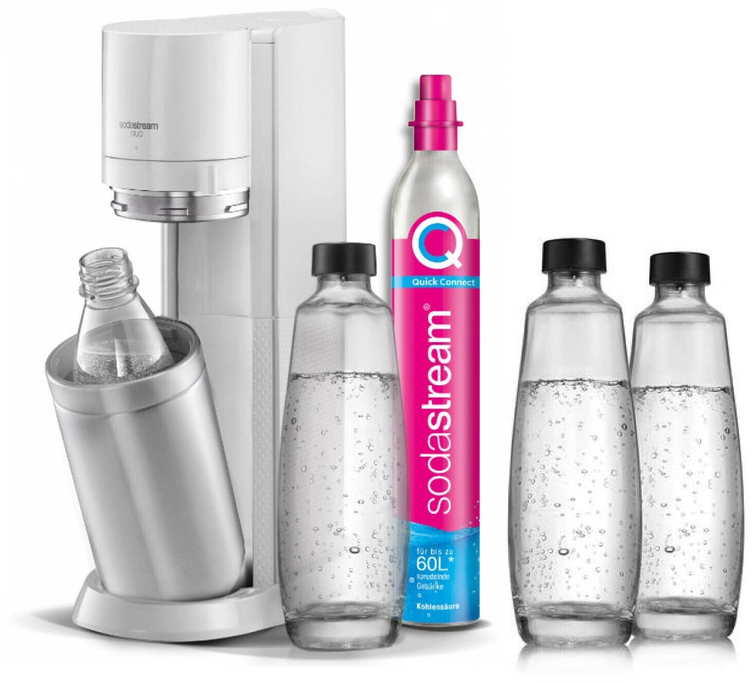 SodaStream Duo weiß &amp;amp; 3 Glasflaschen + 1 PET Flasche: Spart 113,07€