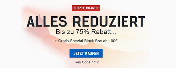 bis zu 75% Rabatt auf Alles Rabatt auf Alles bei Myprotein + Gratis Black Box ab 100€ - z.B. 2.500g MyProtein Impact Whey Protein ab 22,64€