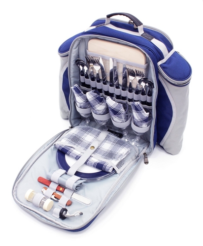 Deluxe 4 Personen Picknick Rucksack in Nachtblau (inkl. Besteck,Teller, Gläser u.v.m.) für 42,99 EUR inkl. Versand