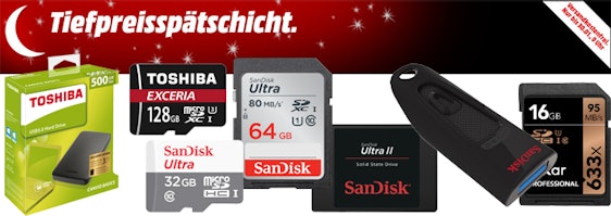 Speicherkarten-Tiefpreisspätschicht bei Media Markt - z. B. Toshiba Canvio Basics 500GB für 35€