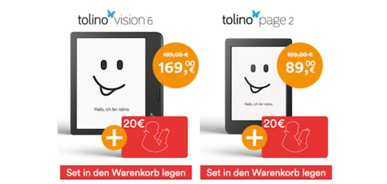 tolino eReader + 20€ Gutschein bei Osiander - z. B.: tolino page 2 + 20€ Osiander Gutschein für 89€