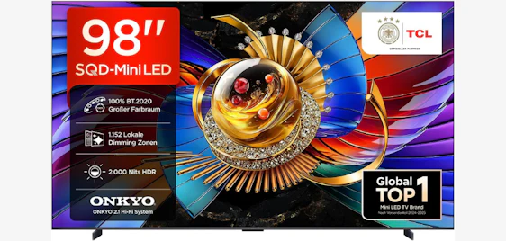 Kino-Feeling im Wohnzimmer! 📺 TCL 98Q7D Pro – 98 Zoll SQD-Mini LED Fernseher für 1999€ 🍿
