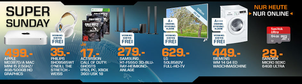 Saturn Super Sunday am 17.08. - z.B. Samsung HT-F5550 für 279€
