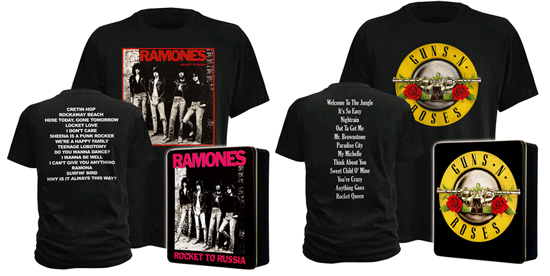 Fan-Shirt von Guns N' Roses oder Ramones für 9,99€ in Metallbox