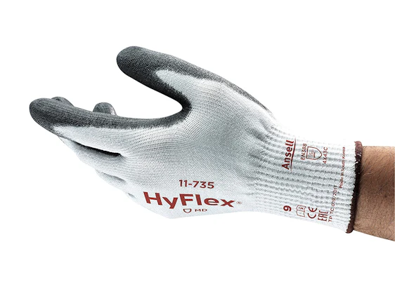 Ansell HyFlex 11-735 Schnittschutz-Handschuhe, Mechanikschutz, Weiß, Größe 8 (12 Paar pro Beutel)