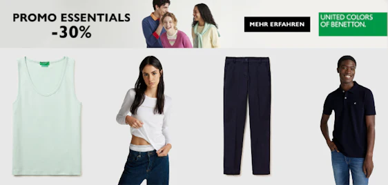 United Colors of Benetton: 30% auf Basics (auf 2. Artikel)