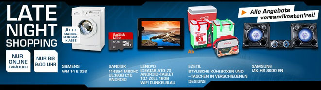 Saturn Late Night Shopping - 16GB Sandisk micro-SD für 8€, Siemens Waschmaschine für 349€ mit EEK: A+++