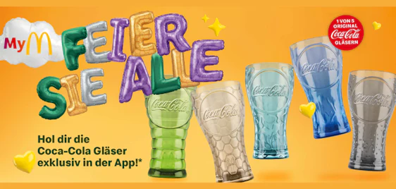 Gratis Coca Cola Gläser bei McDonald's - zu jedem McMenü (auch Frühstück) ODER für 250 myMcDonalds Punkte | ⏰ nur noch bis Sonntag