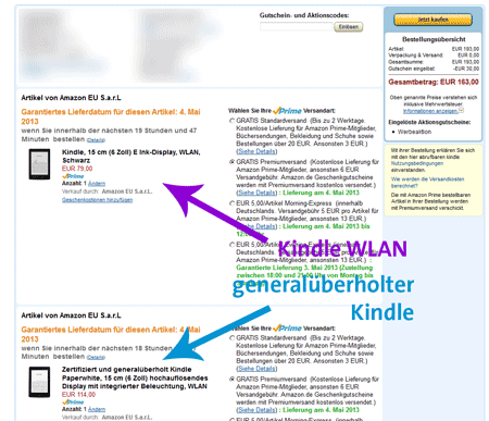 Amazon Kindle mit 15€ Rabatt pro Stück, wenn man 2 Stück kauft