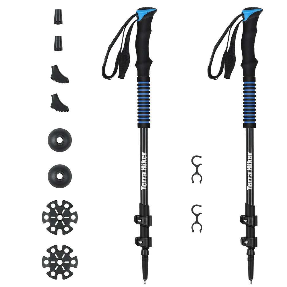 Terra Hiker 100% Carbonfaser Wanderstöcke, Leicht 200 g pro Stock, Faltbarer Trekkingstöcke