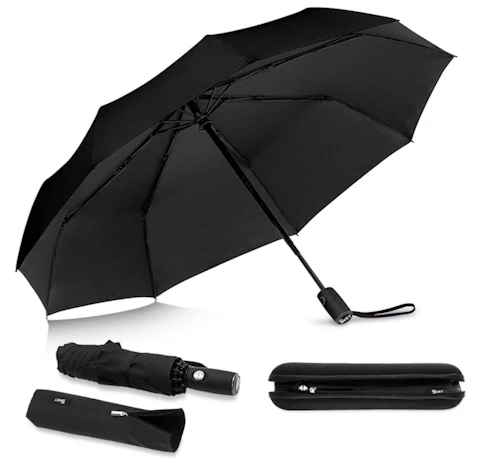 Taschenschirm umgekehrter Umbrella- inkl. Schirm-Tasche, Teflon-Beschichtung, sturmfest bis 140 km/h