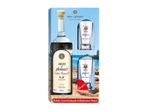Ouzo of Plomari Isidoros Arvanitis 0,7l mit zwei Gläsern für 8,99 € I Lidl