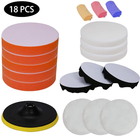 Hengda 18 Pcs Auto Polierschwamm Set, 6 Inchs Polierteller aus Schwamm und Wolle Polieraufsatz