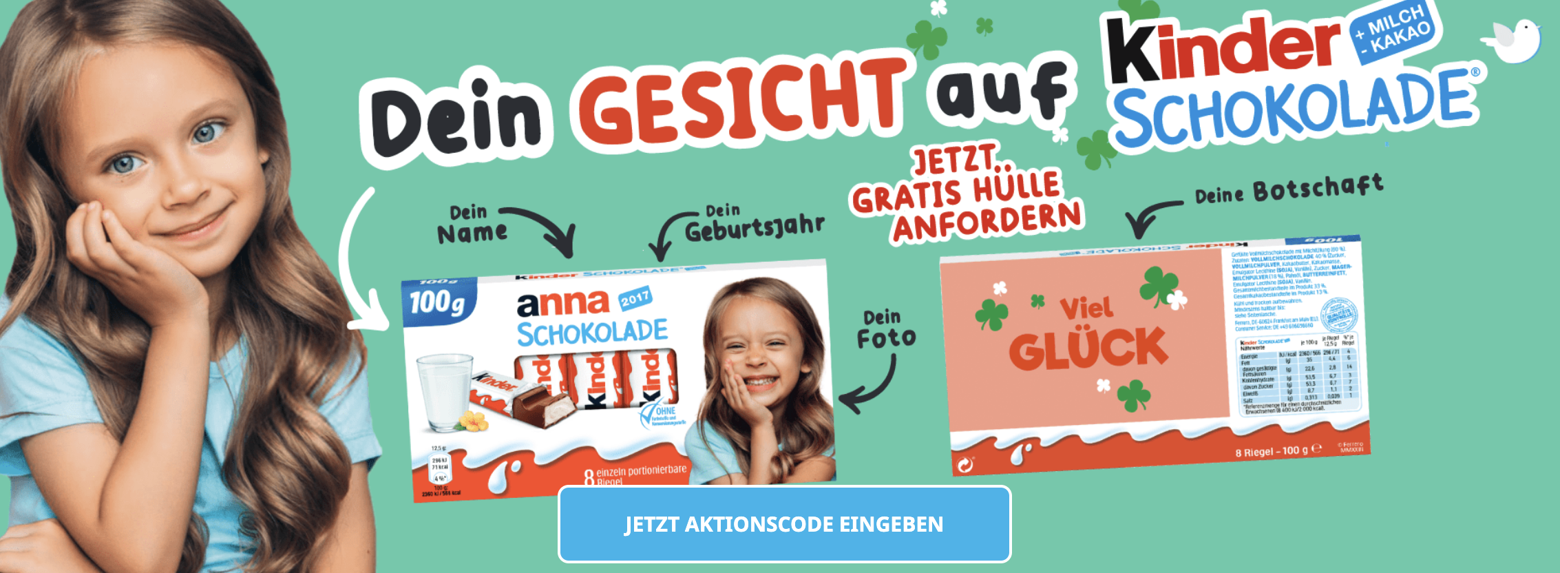 Mega Aktion! 🤩 Dein Gesicht auf Kinder-Schokolade - mit eigener Botschaft 