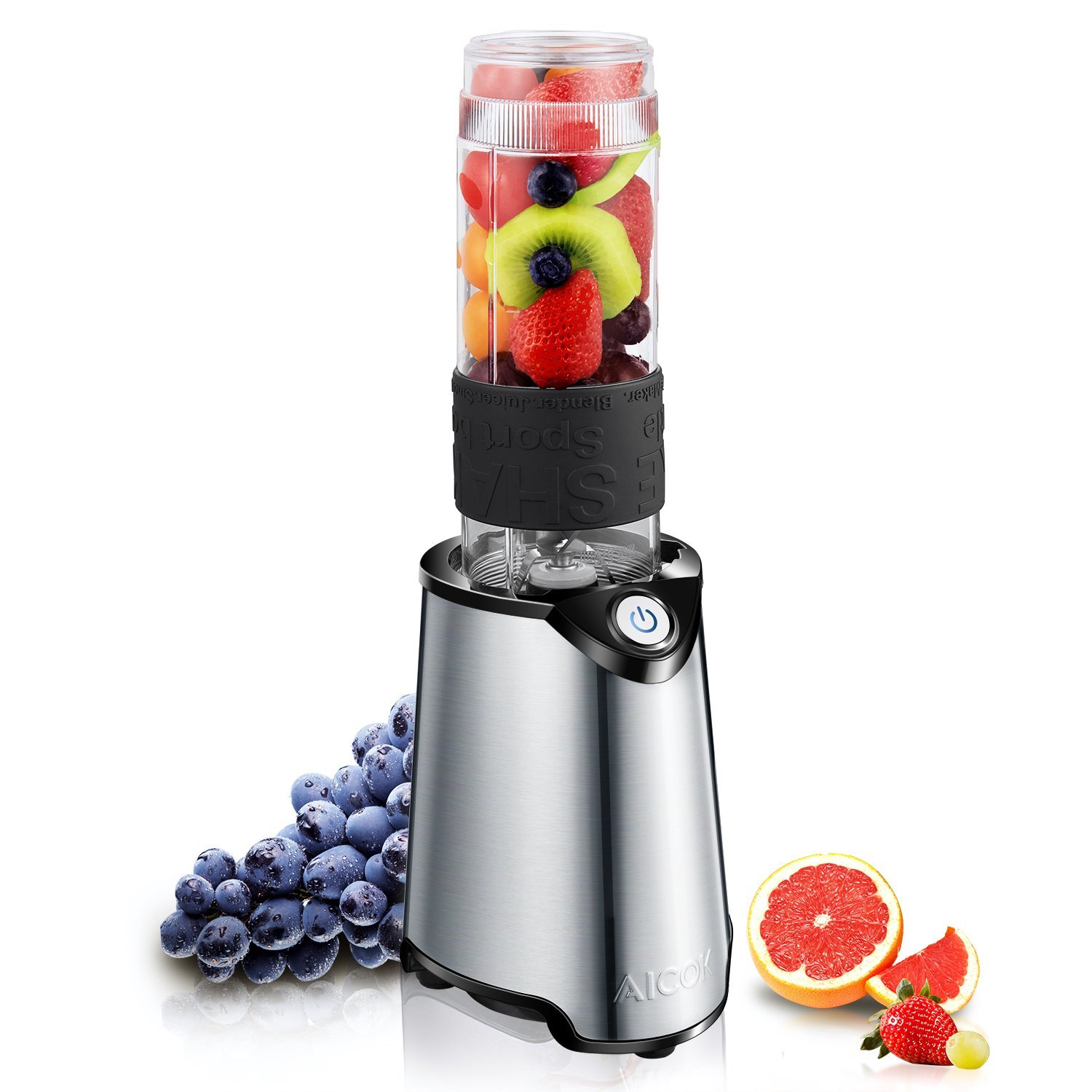 Aicok Edelstahl Mini Mixer Standmixer mit Reise Sport Flaschendeckel und aus Tritan für 23,99€ anstatt 31,99€