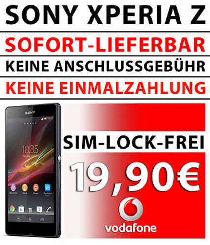 Sony Xperia Z (NB) für 1€ mit Vodafone Super Flat WE ab 15,45€/Monat