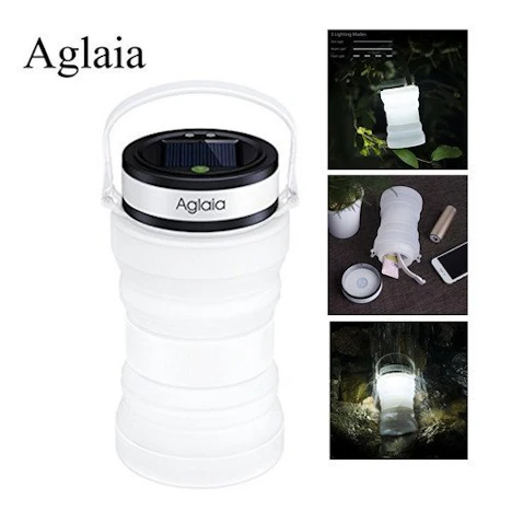 Klappbare Camping-Laterne solar mit 800 mAh Powerbank für 4,73€