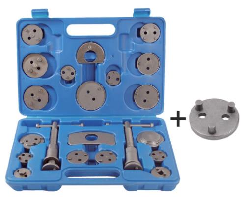 BMOT 23 TLG Bremskolbenrücksteller Universal Werkzeug, 2x Spindel, 2x Rückhalteplatten, 17x Adapter 