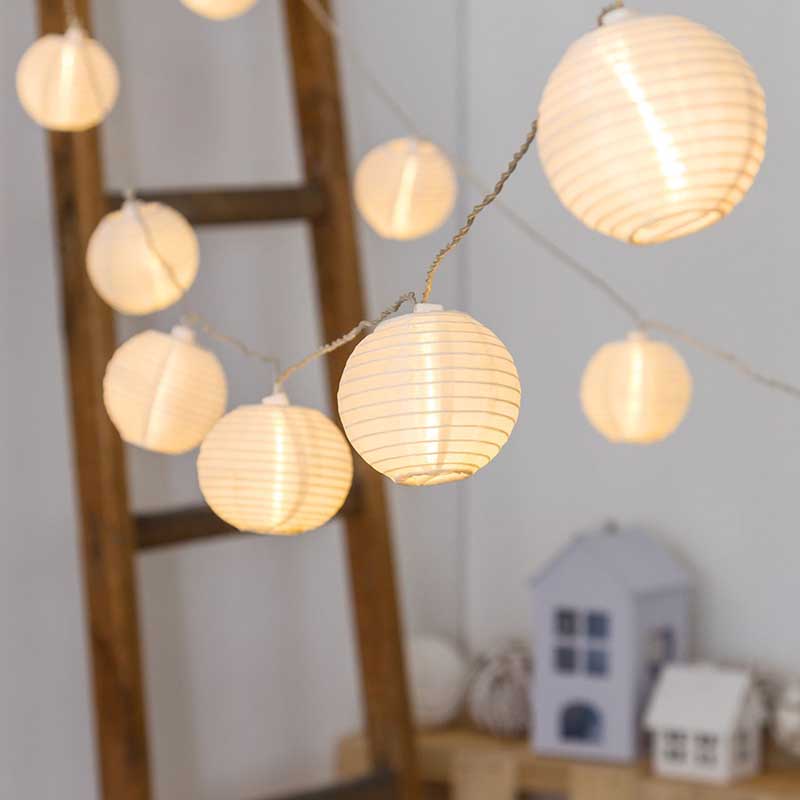 20er Lampion Lichterkette Warmweiß，Netzanschluss