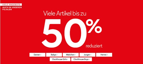 Bis zu 50% Rabatt im Sale bei C&A - 10% Extra-Rabatt bei Newsletter-Anmeldung