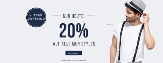 Vatertags-Aktion bei Tom Tailor - 20% Rabatt auf alle Men Styles