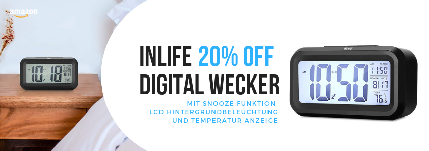 InLife  Digital Wecker mit Snooze Funktion, LCD Hintergrundbeleuchtung und Temperatur Anzeige
