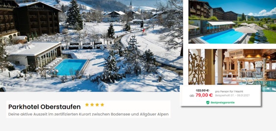Parkhotel Oberstaufen für 79€ - alpiner Stil, mit Wellnessbereich, inkl. Oberstaufen Plus Karte