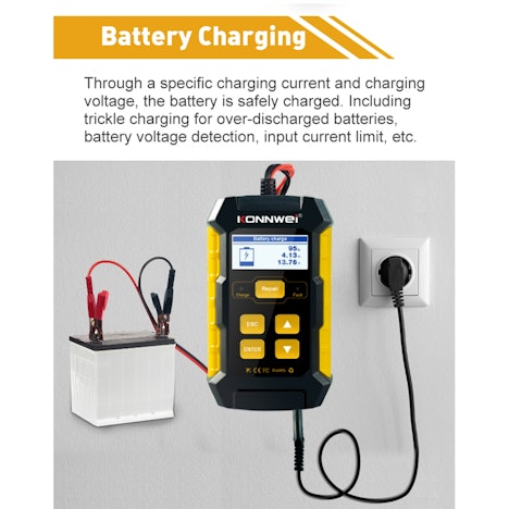 KONNWEI KW510 12V Auto Batterie Tester / Ladegerät / Refresh