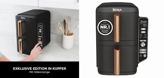 HAMMER 🔥 Ninja Double Stack XL für 150€ - Heißluftfritteuse mit 2 vertikalen Schubladen, limitierte Kupfer-Edition