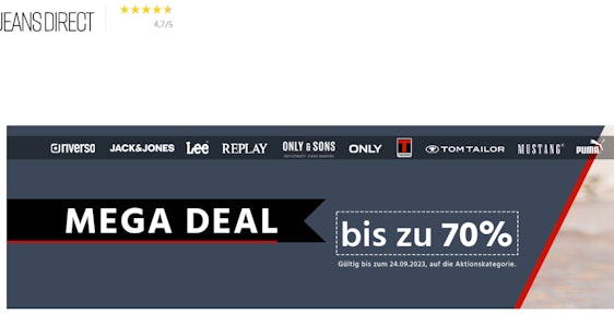 70% Rabatt im jeans-direct Mega-Deal auf Markenmode - z.B. Tom Tailor Herren T-Shirt PRINTED BASIC - Regular Fit für 5€