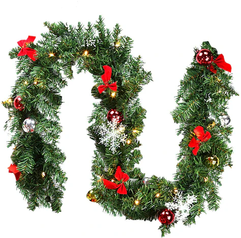 wolketon Weihnachtsgirlande, 5M 100 LED's Tannengirlande inkl Deko