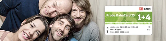 1+4 Probebahncard 25 drei Monate testen für 25€ - bis zu 5 Personen sparen je 25%