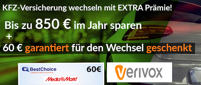 *VORBEI* Verivox: Kfz-Versicherung wechseln + 60€ Bestchoice-Gutschein erhalten 🚗