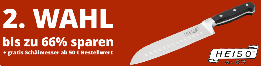 Bis zu 66% Rabatt auf Heiso Messer - aus 2. Wahl, gratis Solinger Zöppken Schälmesser ab 50€ MBW