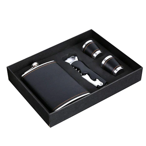4Pcs / set 9 Unzen Edelstahl-Hüfte-Flasche Alkohol Flasche Kessel mit Korkenzieher Cup Leak Proof
