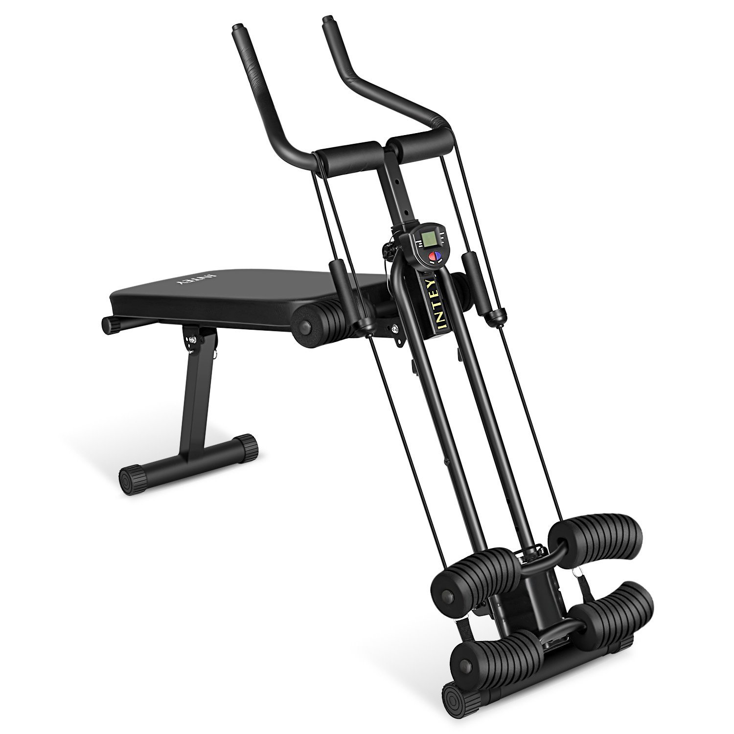 INTEY Sit Up Bank klappbare Trainingsbank, 6 in 1 Multifunktions-Hantelbänke für Sit-up, Schwarz