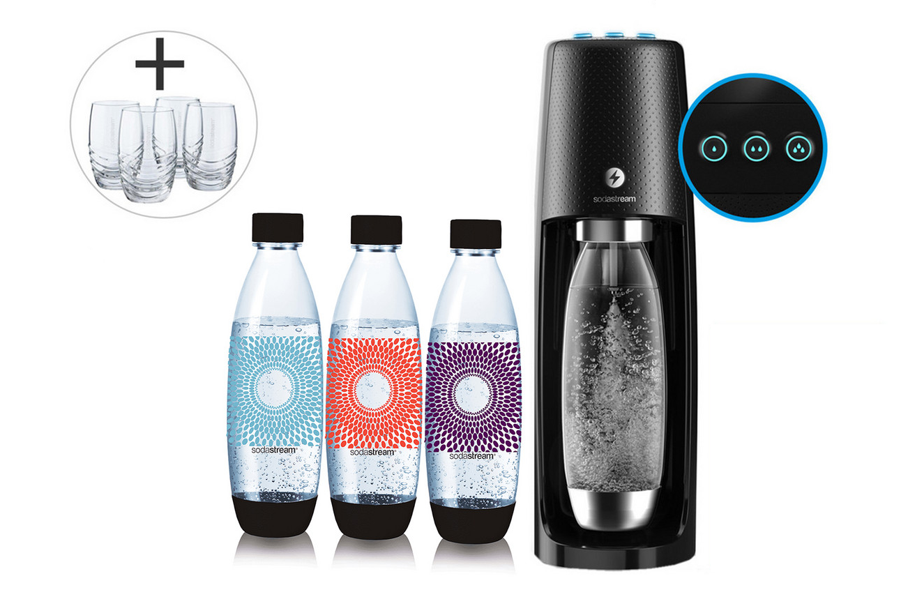 SodaStream Spirit One Touch für 86€ - Trinkwassersprudler mit 3 Flaschen + 4 Gläsern