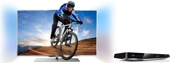 Philips 40PFL7007K + Philips BDP7700 + Wandhalterung für 1333€ - 40" 3D-LED Ambilight-TV mit Blu-ray-Player