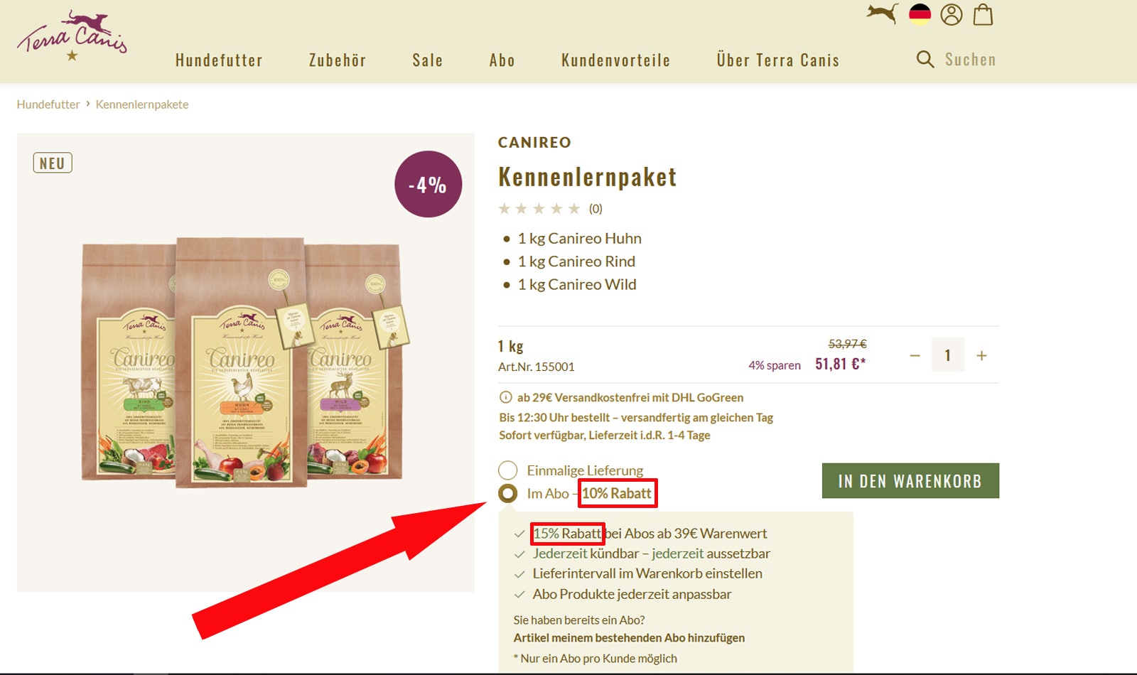 Terra Canis Futter-Abo